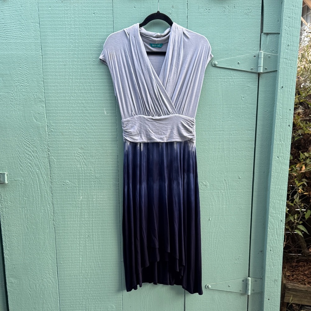 River + Sky Light to Dark Blue Ombre Midi Dress